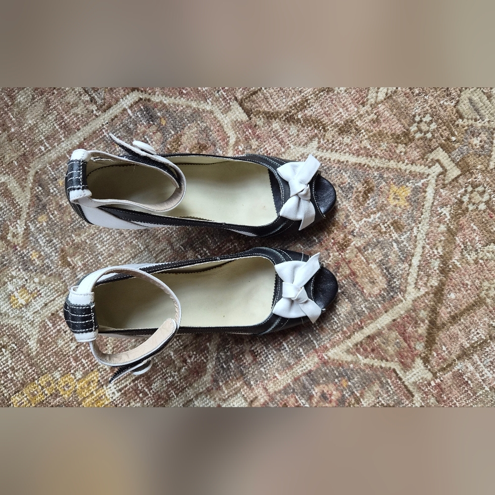 Elegant Black and White Women's Peep-Toe Shoes. Custom and Handmade.